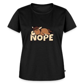 Nope Pferd - Frauen Premium Bio T-Shirt - Schwarz - Vorne - Selfina (174cm)