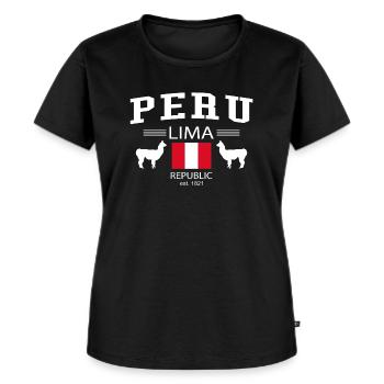 Peru - Frauen Premium Bio T-Shirt - Schwarz - Vorne - Selfina (174cm)