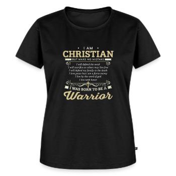 Jesus Lovers Christian Warrior Templar Believer - Women's Premium Organic T-shirt - black - Front - Selfina (174cm)