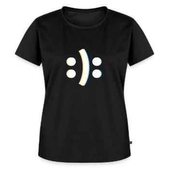 Visage triste heureux de conscience bipolaire - T-shirt Premium bio Femme - noir - Devant - Selfina (174cm)