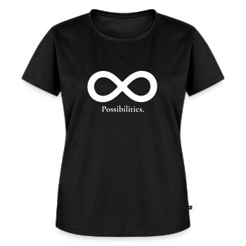 Unendliche Möglichkeiten Infinity Math Symbol Tee - Frauen Premium Bio T-Shirt - Schwarz - Vorne - Selfina (174cm)