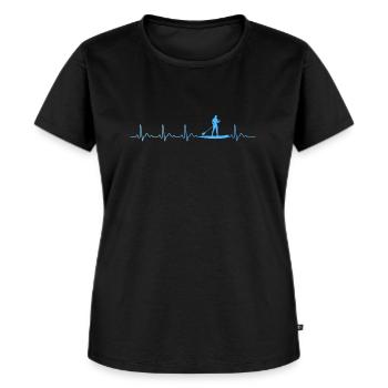 Sup Stand Up Paddle Herzschlag Paddeln Ekg - Frauen Premium Bio T-Shirt - Schwarz - Vorne - Selfina (174cm)