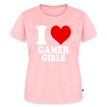 I Love Gamer Girls Nerd Funny Heart - Women's Premium Organic T-shirt - rose - Front - AI Model Female 172 dark (172cm)