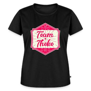 Team Theke - Teamshirt für den Sommer - Frauen Premium Bio T-Shirt - Schwarz - Vorne - Selfina (174cm)
