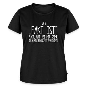 wer fakt ist sagt - Frauen Premium Bio T-Shirt - Schwarz - Vorne - Selfina (174cm)