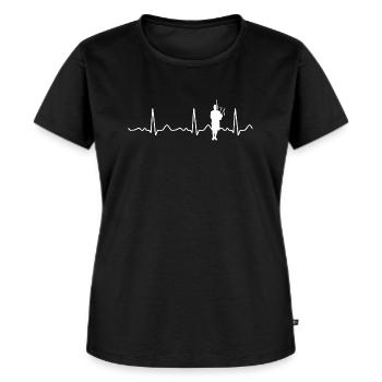Cornemuse / Écosse - Battements de coeur, Ligne de cœur, Pu - T-shirt Premium bio Femme - noir - Devant - Selfina (174cm)
