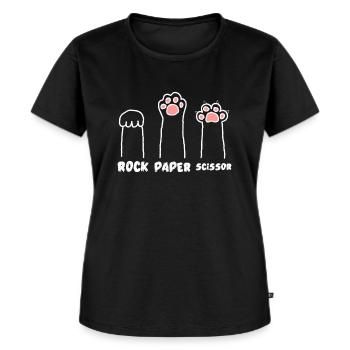 Süsse Schere Stein Papier Katzentatzen Lustig - Frauen Premium Bio T-Shirt - Schwarz - Vorne - Selfina (174cm)