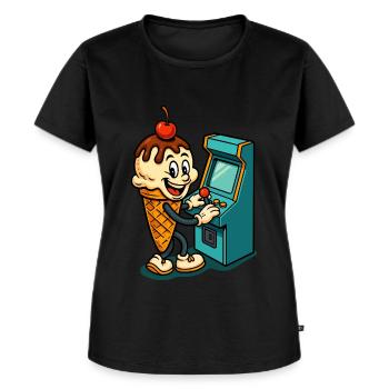 Retro Fun Eiscreme Gamer - Frauen Premium Bio T-Shirt - Schwarz - Vorne - Selfina (174cm)