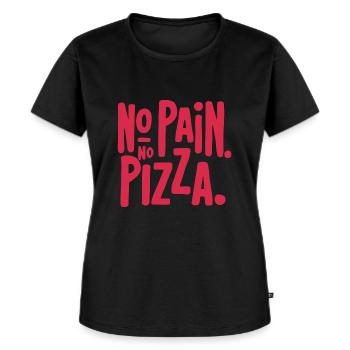 Motivierendes "No Pain, No Pizza"-Design - Frauen Premium Bio T-Shirt - Schwarz - Vorne - Selfina (174cm)