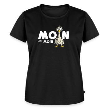 Moin Moin Nordsee - Frauen Premium Bio T-Shirt - Schwarz - Vorne - Selfina (174cm)