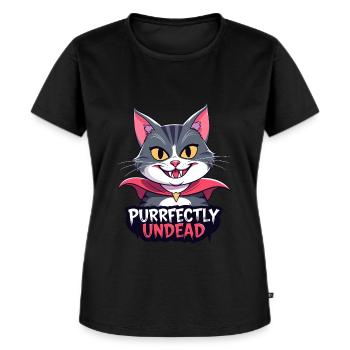 Vampir-Katze - Purrfectly Undead - Frauen Premium Bio T-Shirt - Schwarz - Vorne - Selfina (174cm)