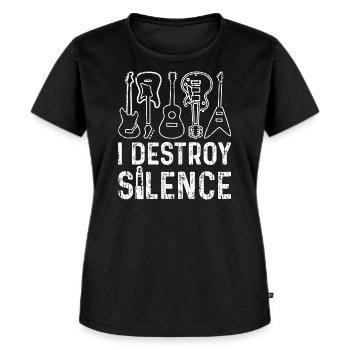 I Destroy Silence Guitar - Gitarre - Frauen Premium Bio T-Shirt - Schwarz - Vorne - Selfina (174cm)
