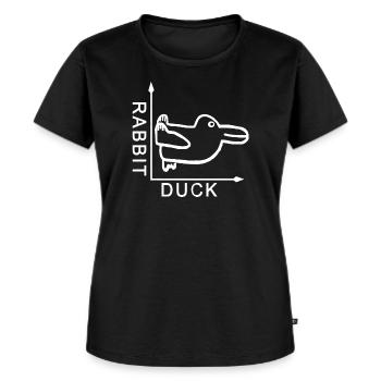 Rabbit Ente Duck Hase Graph - Frauen Premium Bio T-Shirt - Schwarz - Vorne - Selfina (174cm)