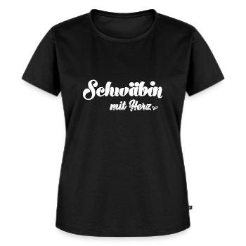 Schwäbin mit Herz Spätzle Schwäbisch Schwaben - Frauen Premium Bio T-Shirt - Schwarz - Vorne - Selfina (174cm)