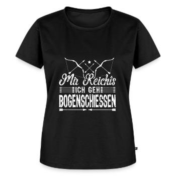 Pfeil Bogen Bogenschütze Ich Geh Bogenschießen - Frauen Premium Bio T-Shirt - Schwarz - Vorne - Selfina (174cm)