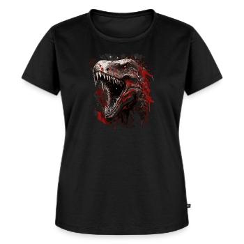 T-Rex de mauvaise humeur - T-shirt Premium bio Femme - noir - Devant - Selfina (174cm)