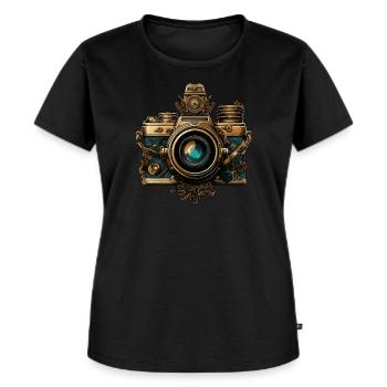 Steampunk Fotoapparat - Frauen Premium Bio T-Shirt - Schwarz - Vorne - Selfina (174cm)