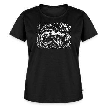Stör ich? Hausen - Angler Spruch - Geschenk - Frauen Premium Bio T-Shirt - Schwarz - Vorne - Selfina (174cm)