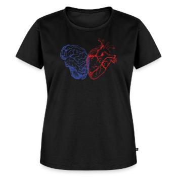 Hirn und Herz - Frauen Premium Bio T-Shirt - Schwarz - Vorne - Selfina (174cm)