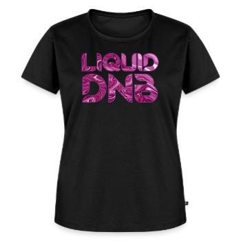 | DNB liquide Drum and Bass Purple Swirl Pattern - T-shirt Premium bio Femme - noir - Devant - Selfina (174cm)