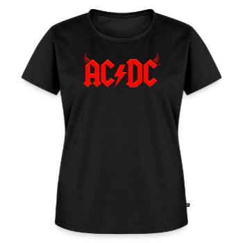 AC/DC Rotes Logo Mit Teufelshörnern Und Blitz - Frauen Premium Bio T-Shirt - Schwarz - Vorne - Selfina (174cm)