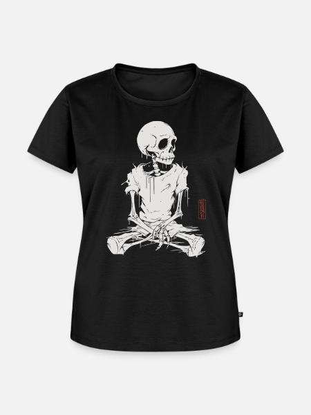 Sitting Skull - Frauen Premium Bio T-Shirt - Schwarz