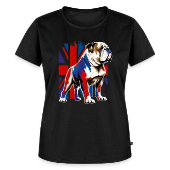 Britische Bulldogge mit Union Jack Flagge Illustration - Frauen Premium Bio T-Shirt - Schwarz - Vorne - Selfina (174cm)