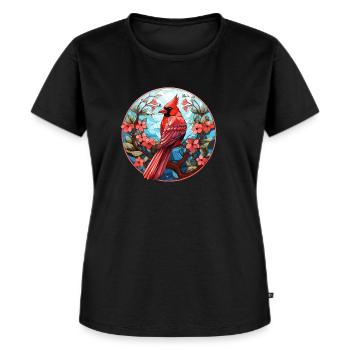 Rotkardinal Kardinal Vogel - Frauen Premium Bio T-Shirt - Schwarz - Vorne - Selfina (174cm)