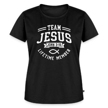 Team Jesus John 3:16 Lifetime Member - Frauen Premium Bio T-Shirt - Schwarz - Vorne - Selfina (174cm)