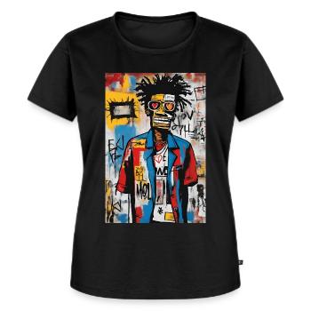 Portrait Pop Urbain - Style Graffiti - T-shirt Premium bio Femme - noir - Devant - Selfina (174cm)