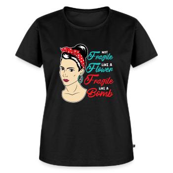 Nicht zerbrechlich wie eine Blume / Feminist - Frauen Premium Bio T-Shirt - Schwarz - Vorne - Selfina (174cm)
