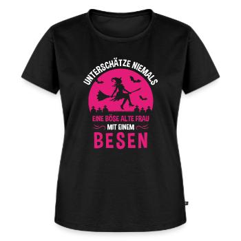 Böse alte Frau / Halloween Design - Frauen Premium Bio T-Shirt - Schwarz - Vorne - Selfina (174cm)
