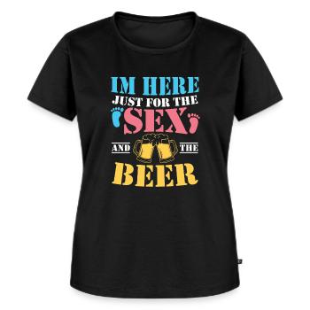 I'm Just Here / Gender Spruch - Frauen Premium Bio T-Shirt - Schwarz - Vorne - Selfina (174cm)