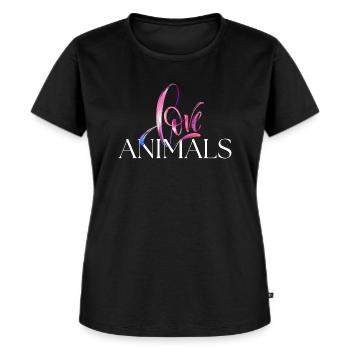 LOVE ANIMALS - Women's Premium Organic T-shirt - black - Front - Selfina (174cm)