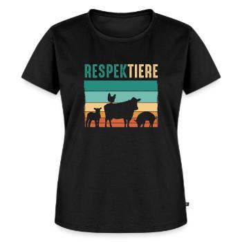 Vegetarier Veganer Tierschutz Tierrecht Veggie - Frauen Premium Bio T-Shirt - Schwarz - Vorne - Selfina (174cm)