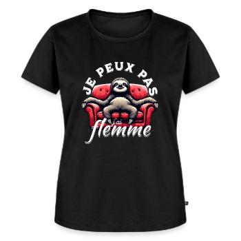Je peux pas j'ai flemme - T-shirt Premium bio Femme - noir - Devant - Selfina (174cm)