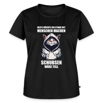Gerne was mit Menschen machen schubsen wäre toll - Frauen Premium Bio T-Shirt - Schwarz - Vorne - Selfina (174cm)