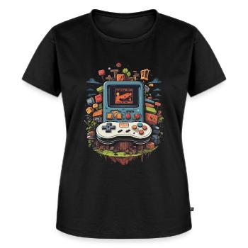 Retro Gamer - Frauen Premium Bio T-Shirt - Schwarz - Vorne - Selfina (174cm)