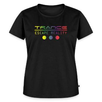 Trance - Flucht Realität | Säure, Goa, Psy Trance - Frauen Premium Bio T-Shirt - Schwarz - Vorne - Selfina (174cm)