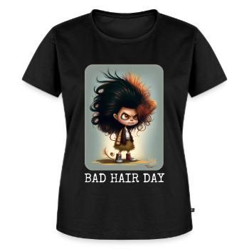 Bad Hair Day Sarkastisches Design - Frauen Premium Bio T-Shirt - Schwarz - Vorne - Selfina (174cm)