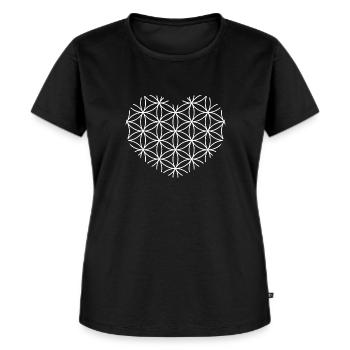 Herz - Blume des Lebens - Frauen Premium Bio T-Shirt - Schwarz - Vorne - Selfina (174cm)