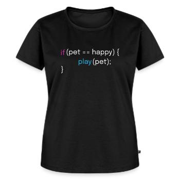 Lustiges Haustier- und Coding-Design - Frauen Premium Bio T-Shirt - Schwarz - Vorne - Selfina (174cm)