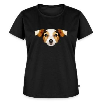 Hund | Polygon Hunde Kopf | Hundekopf geometrisch - Frauen Premium Bio T-Shirt - Schwarz - Vorne - Selfina (174cm)