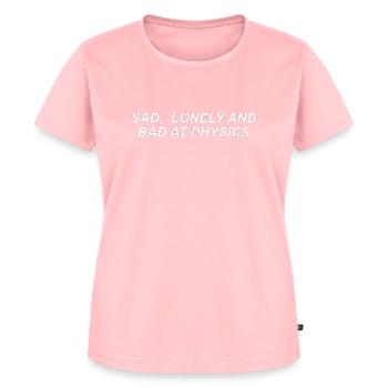 Sad lonely and bad at physics - Frauen Premium Bio T-Shirt - Rosa - Vorne - AI Model Female 172 dark (172cm)