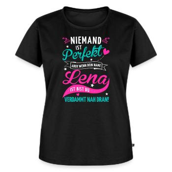 Niemand ist perfekt aber wenn dein Name Lena ist - Frauen Premium Bio T-Shirt - Schwarz - Vorne - Selfina (174cm)