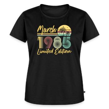 March 1985 Limited Edition - Frauen Premium Bio T-Shirt - Schwarz - Vorne - Selfina (174cm)