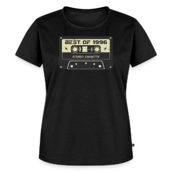 Cassette rétro 1996 millésime 1996 anniversaire 1996 - T-shirt Premium bio Femme - noir - Devant - Selfina (174cm)