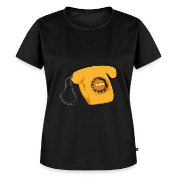 Téléphone Rétro - T-shirt Premium bio Femme - noir - Devant - Selfina (174cm)