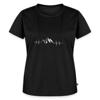 Montagnes Montagne Alpes Montagnes Battement de coeur ECG - T-shirt Premium bio Femme - noir - Devant - Selfina (174cm)