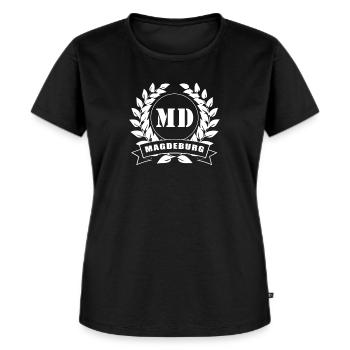 Magdeburg Lorbeerkranz - Frauen Premium Bio T-Shirt - Schwarz - Vorne - Selfina (174cm)